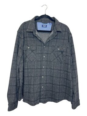 CHAPS Black and Gray Plaid Button Front Soft and Warm Shirt size XL